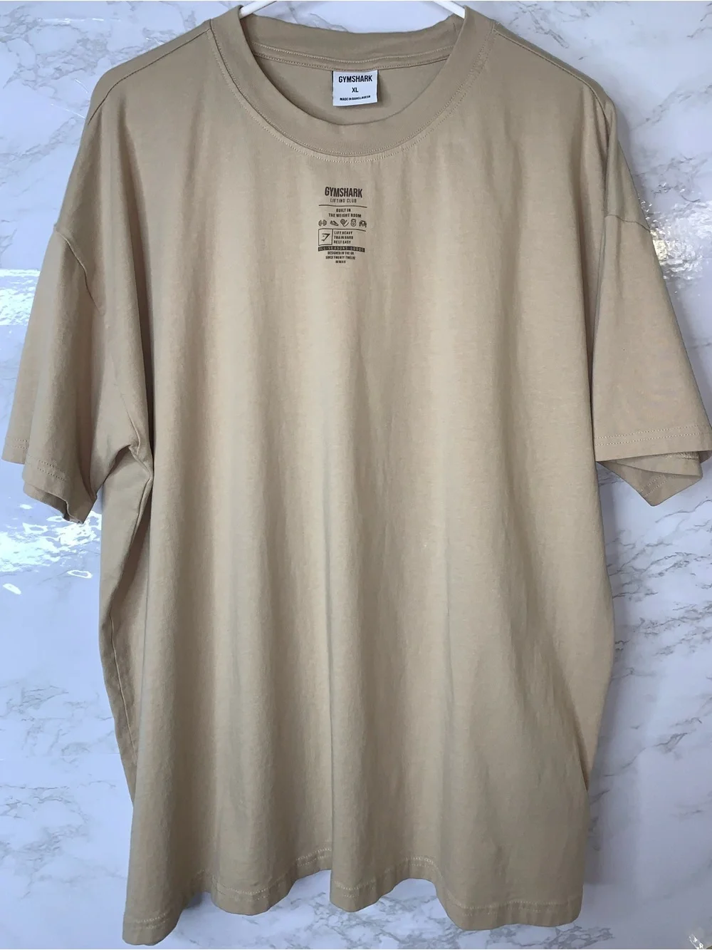 GYMSHARK Women’s XL Minimal Oversized T-Shirt Lifting Club Tan - Picture 11 of 14